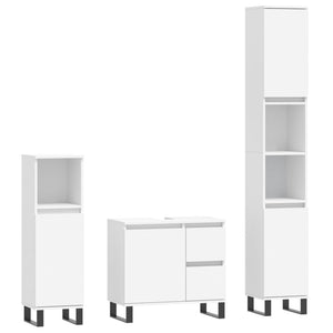 vidaXL 3 Piece Bathroom Furniture Set White Engineered Wood