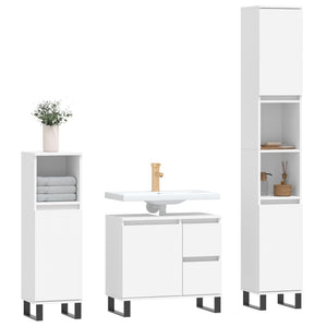 vidaXL 3 Piece Bathroom Furniture Set White Engineered Wood