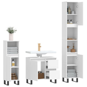 vidaXL 3 Piece Bathroom Furniture Set White Engineered Wood