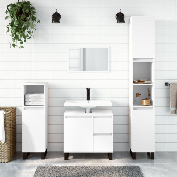 vidaXL 3 Piece Bathroom Furniture Set White Engineered Wood