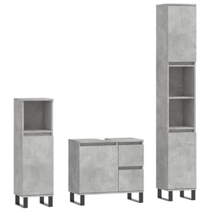 vidaXL 3 Piece Bathroom Furniture Set Concrete Grey Engineered Wood