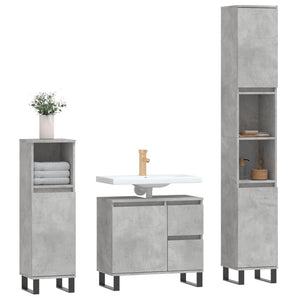 vidaXL 3 Piece Bathroom Furniture Set Concrete Grey Engineered Wood