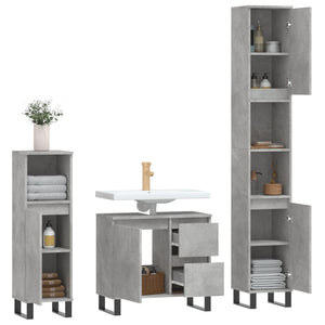 vidaXL 3 Piece Bathroom Furniture Set Concrete Grey Engineered Wood