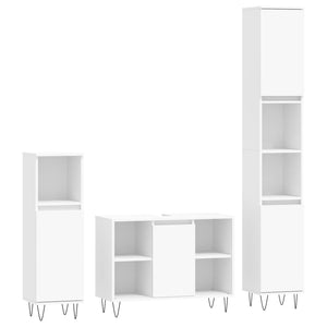 vidaXL 3 Piece Bathroom Furniture Set White Engineered Wood