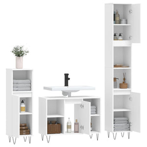 vidaXL 3 Piece Bathroom Furniture Set White Engineered Wood