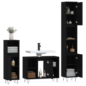 vidaXL 3 Piece Bathroom Furniture Set Black Engineered Wood