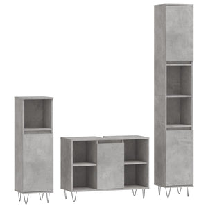 vidaXL 3 Piece Bathroom Furniture Set Concrete Grey Engineered Wood