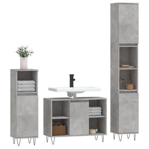 vidaXL 3 Piece Bathroom Furniture Set Concrete Grey Engineered Wood