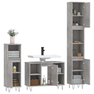 vidaXL 3 Piece Bathroom Furniture Set Concrete Grey Engineered Wood