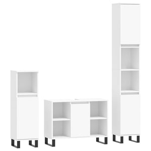 vidaXL 3 Piece Bathroom Furniture Set White Engineered Wood