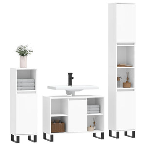 vidaXL 3 Piece Bathroom Furniture Set White Engineered Wood