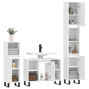 vidaXL 3 Piece Bathroom Furniture Set White Engineered Wood