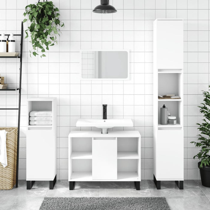 vidaXL 3 Piece Bathroom Furniture Set White Engineered Wood