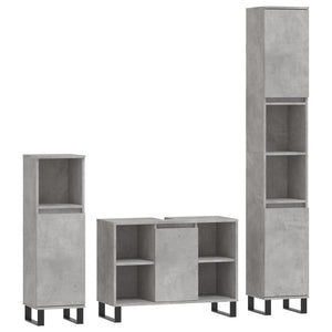 vidaXL 3 Piece Bathroom Furniture Set Concrete Grey Engineered Wood