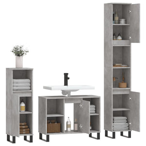 vidaXL 3 Piece Bathroom Furniture Set Concrete Grey Engineered Wood