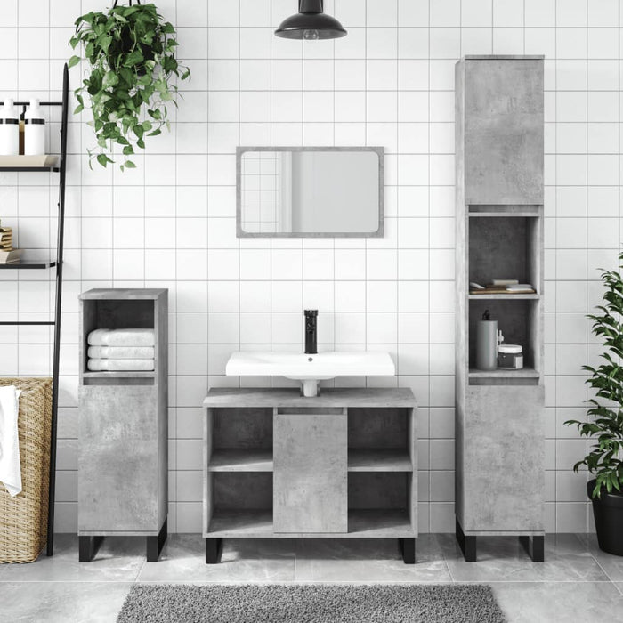 vidaXL 3 Piece Bathroom Furniture Set Concrete Grey Engineered Wood