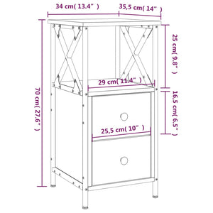 vidaXL Bedside Cabinet Grey Sonoma 34x35.5x70 cm Engineered Wood