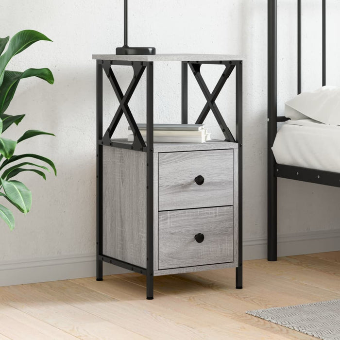 vidaXL Bedside Cabinet Grey Sonoma 34x35.5x70 cm Engineered Wood