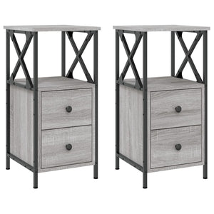 vidaXL Bedside Cabinets 2 pcs Grey Sonoma 34x35.5x70 cm Engineered Wood