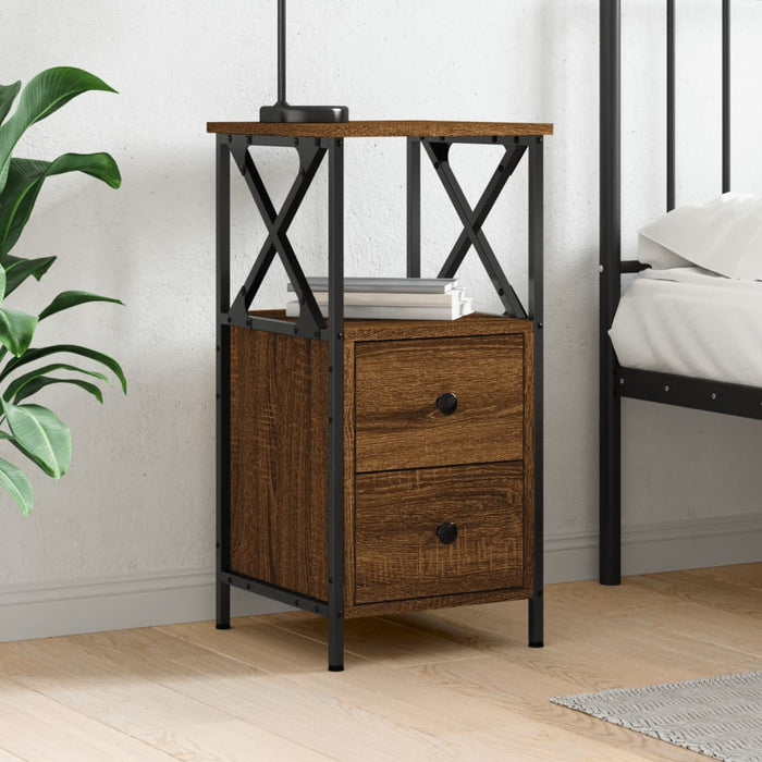 vidaXL Bedside Cabinet Brown Oak 34x35.5x70 cm Engineered Wood