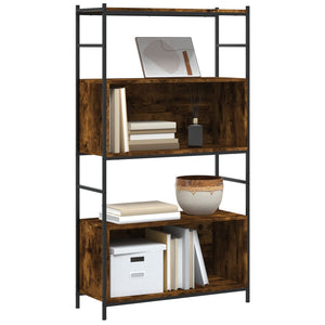 vidaXL Bookshelf Smoked Oak 80x30x145.5 cm Engineered Wood and Iron