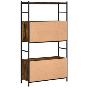 vidaXL Bookshelf Smoked Oak 80x30x145.5 cm Engineered Wood and Iron