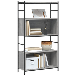 vidaXL Bookshelf Grey Sonoma 80x30x145.5 cm Engineered Wood and Iron