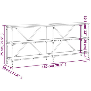 vidaXL Console Table Grey Sonoma 180x30x75 cm Engineered Wood and Iron