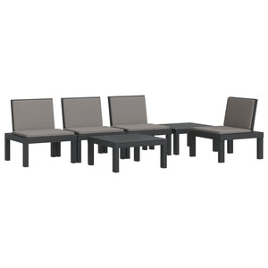 vidaXL 6 Piece Garden Lounge Set with Cushions Anthracite PP