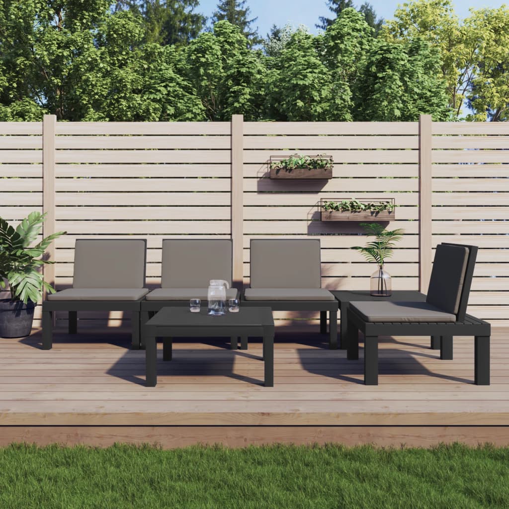 vidaXL 6 Piece Garden Lounge Set with Cushions Anthracite PP