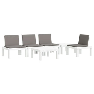 vidaXL 6 Piece Garden Lounge Set with Cushions White PP