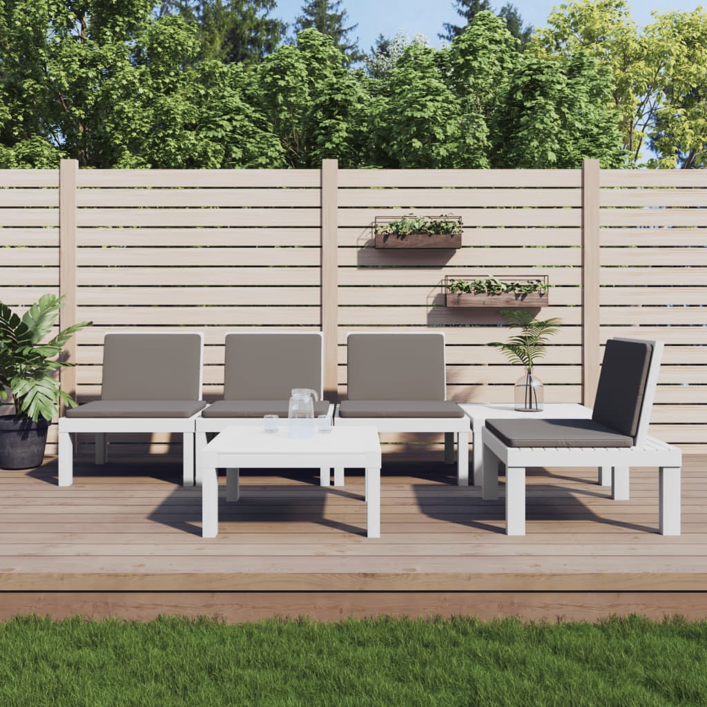 vidaXL 6 Piece Garden Lounge Set with Cushions White PP