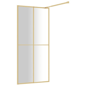 vidaXL Walk-in Shower Wall with Clear ESG Glass Gold 100x195 cm