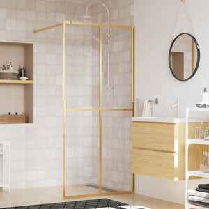 vidaXL Walk-in Shower Wall with Clear ESG Glass Gold 100x195 cm