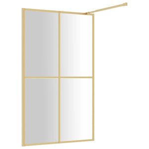 vidaXL Walk-in Shower Wall with Clear ESG Glass Gold 118x195 cm