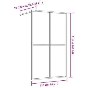vidaXL Walk-in Shower Wall with Clear ESG Glass Gold 118x195 cm