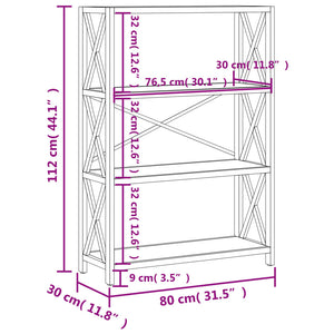 vidaXL 4-Tier Shelf 80x30x112 cm Solid Wood Oak