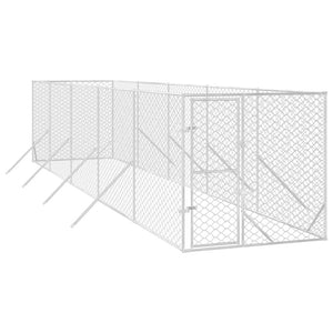 vidaXL Outdoor Dog Kennel Silver 2x10x2 m Galvanised Steel