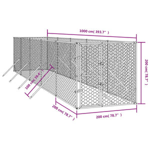 vidaXL Outdoor Dog Kennel Silver 2x10x2 m Galvanised Steel