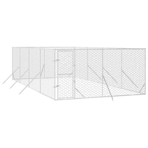 vidaXL Outdoor Dog Kennel Silver 4x8x2 m Galvanised Steel