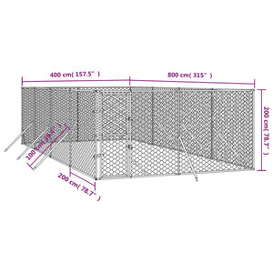 vidaXL Outdoor Dog Kennel Silver 4x8x2 m Galvanised Steel