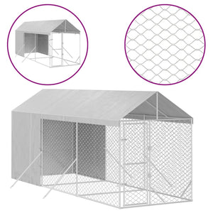 vidaXL Outdoor Dog Kennel with Roof Silver 2x6x2.5 m Galvanised Steel