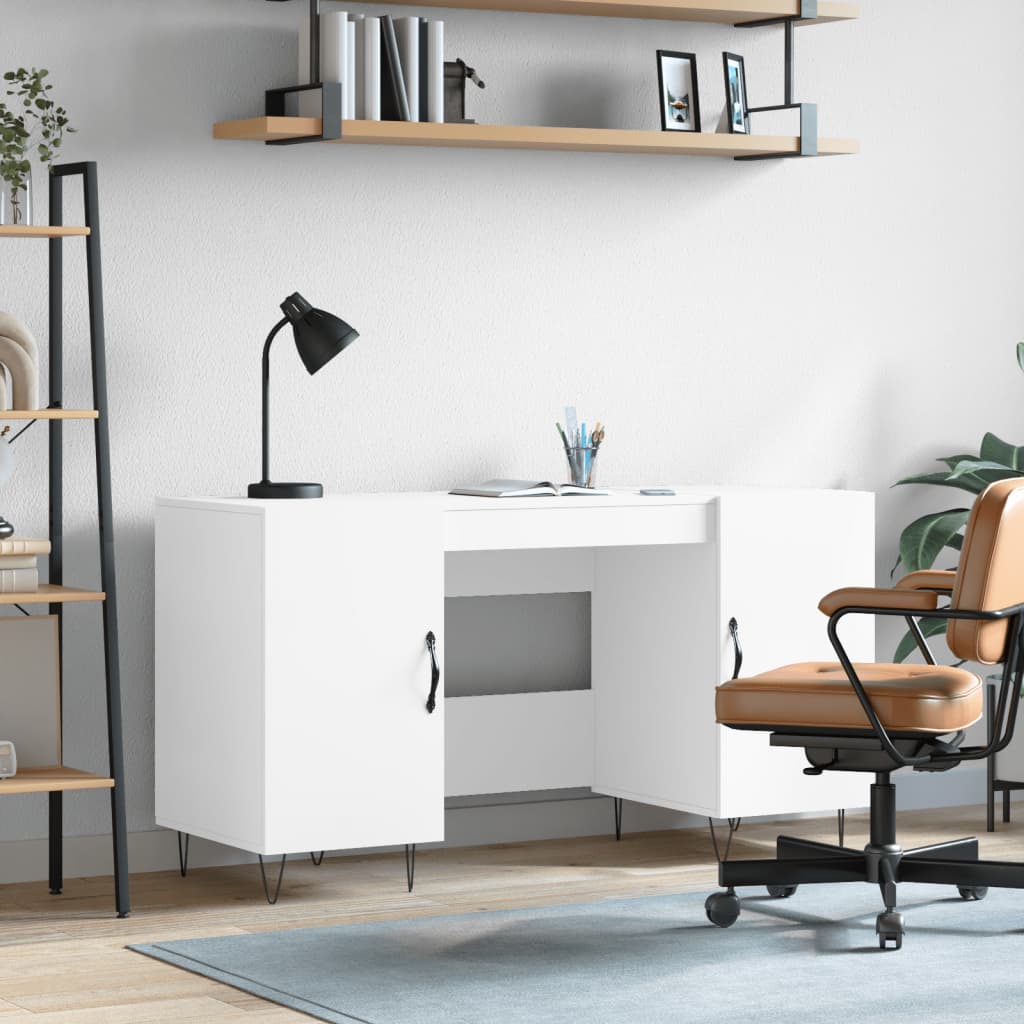 vidaXL Desk White 140x50x75 cm Engineered Wood