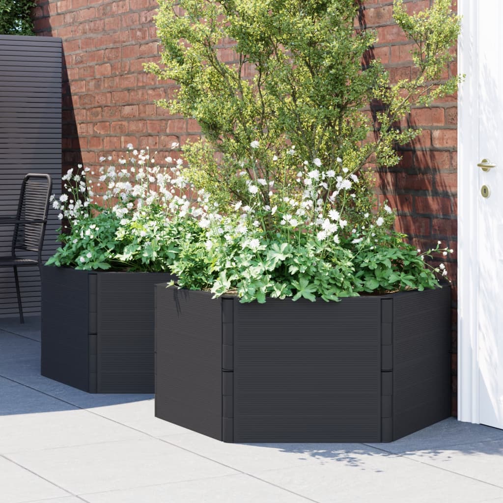 vidaXL Garden Planters 2 pcs Anthracite PP