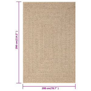 vidaXL Rug 200x290 cm Jute Look Indoor and Outdoor