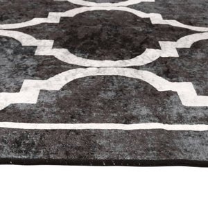 vidaXL Rug Washable Black and White 80x300 cm Anti Slip