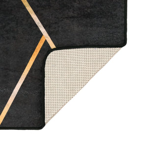 vidaXL Rug Washable Black and Gold 120x180 cm Anti Slip