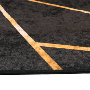 vidaXL Rug Washable Black and Gold 120x180 cm Anti Slip