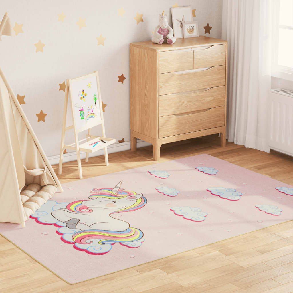 vidaXL Kids' Rug Pink 160x230 cm Unicorn Washable Anti Slip