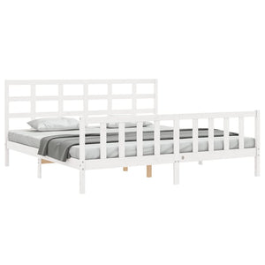 vidaXL Bed Frame without Mattress White Solid Wood Pine